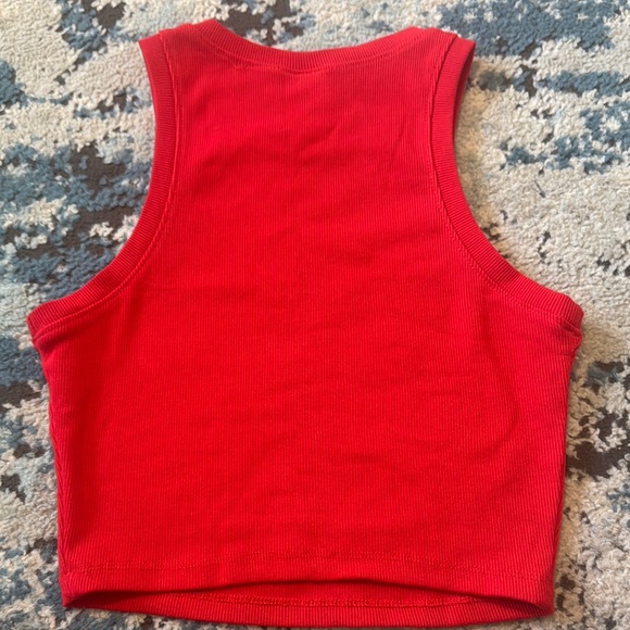 Red Ribbed Tank Top - Picture 3 of 4